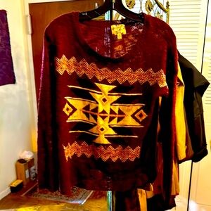 Hippie Rose acrylic burgundy sweater